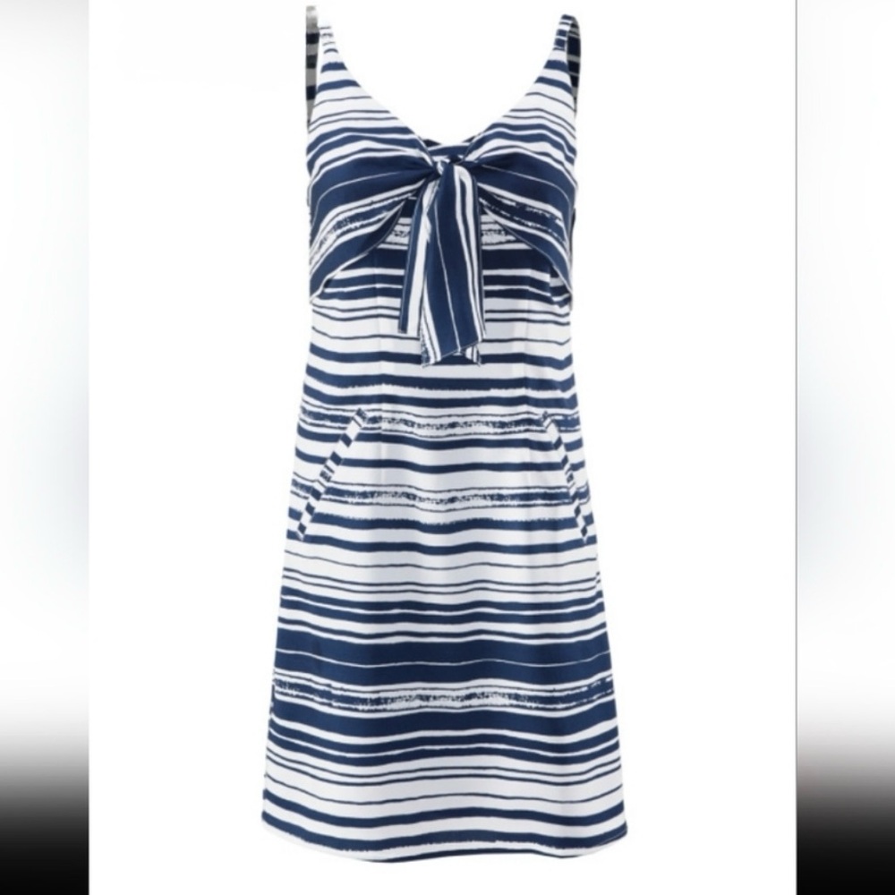 CAbi Navy and White Striped Mini Dress size M